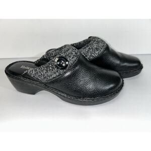 Bjorndal Madge Wedge Mules Clogs Black Pebbled Leather 136422 Women’s Size 9